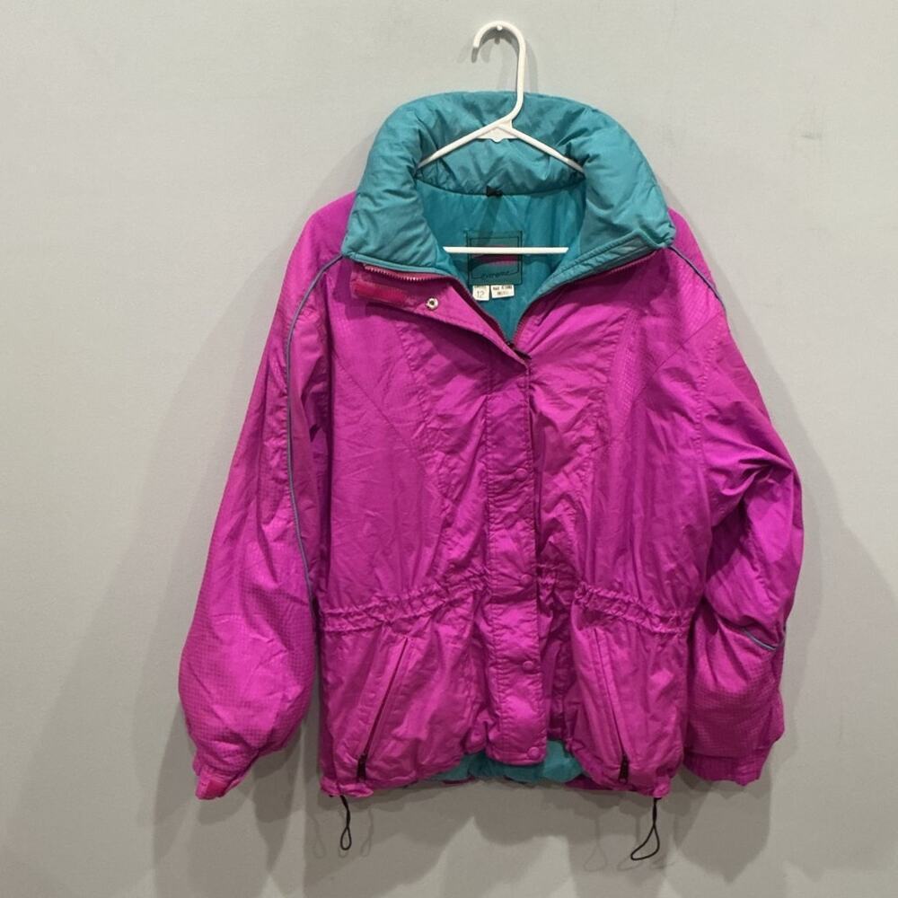 Vintage North Face Womens Ski Jacket Size 12 Fuschia Retro Sport Coat Thermore